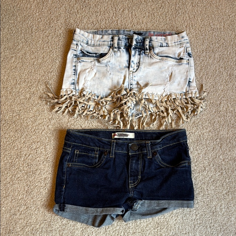 Two pair GIRLS jean shorts size 10